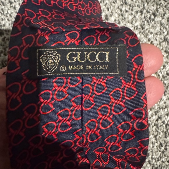 Gucci Red Blue Silk Tie Men's Italy Vintage Necktie Horseshoe Image - Picture 2 of 2